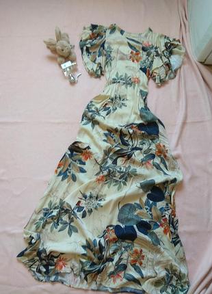 Платье длинное летнее в цветочный принт р 34 xs 42 в цветы вискоза нарядное