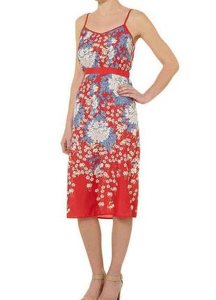 Брендовое лёгкое платье миди "dorothy perkins" с цветочным принтом. размер uk14/eur42.