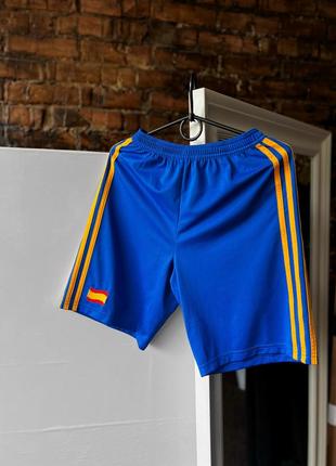 Adidas spain men’s national team soccer blue sport shorts 3-stripeles climacool спортивные, футбольные шорты