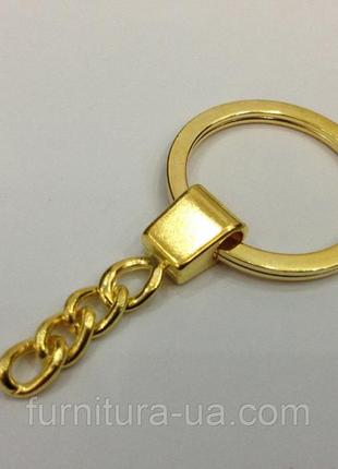 Плоское кольцо с цепочкой. цвет "золото". 30мм.2 фото
