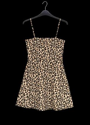 Короткое, мини платье на тонких бретельках "h&m" с леопардовым принтом, uk8/eur36.