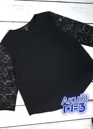 1+1=3 стильная черная свободная блузка с кружевом atmosphere, размер 52 - 54