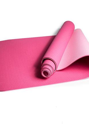 Килимок для йоги та фітнесу 173 х 64 см рожевий