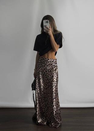 Трендовая юбка макси леопардовая
