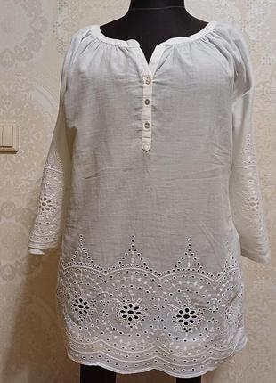 Вишукана блуза білосніжна, шитье, котон 100% бренд orsay, германія, розмір 42 40.