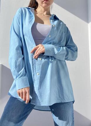 Базова блакитна сорочка/рубашка під джинс artigianо