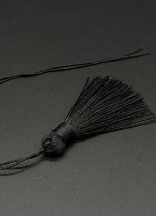 Черный шнурок-подвеска для декупажа 12 см. текстильная прочная кисточка для декора фурнитура2 фото