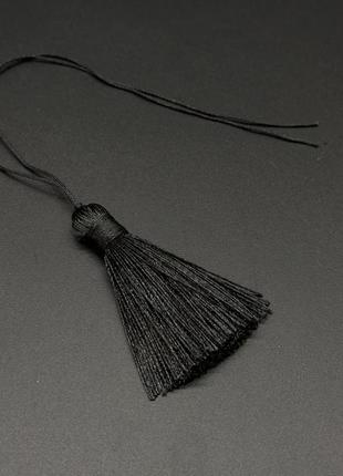Чорний шнурок-підвіска для декупажу 12 см. текстильний міцний пензлик для декору фурнітура