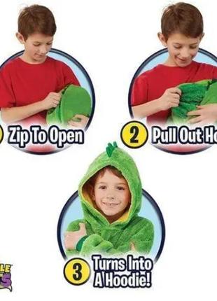 Худи для детей, huggle pets hoodie, детская толстовка, детский плед с капюшоном, цвет зеленый4 фото