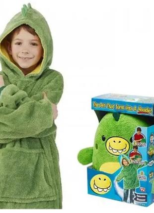Худи для детей, huggle pets hoodie, детская толстовка, детский плед с капюшоном, цвет зеленый5 фото