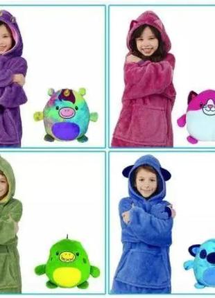 Худи для детей, huggle pets hoodie, детская толстовка, детский плед с капюшоном, цвет зеленый2 фото