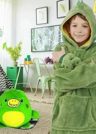 Худи для детей, huggle pets hoodie, детская толстовка, детский плед с капюшоном, цвет зеленый1 фото