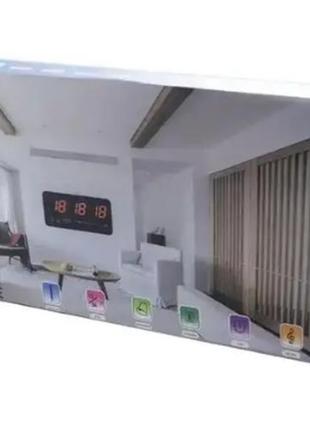 Електронний світлодіодний настільний годинник із будильником, календарем, термометром, червона підсвітка9 фото