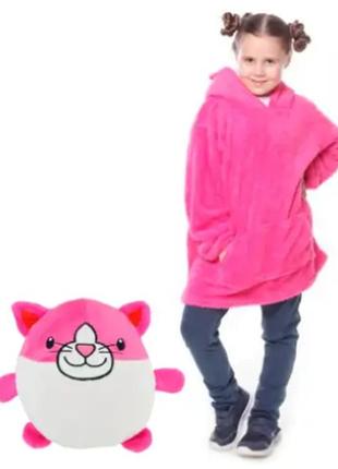 Худи для детей, huggle pets hoodie, детская толстовка, детский плед с капюшоном, цвет розовый2 фото