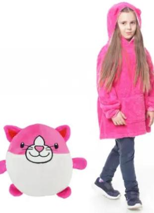 Худи для детей, huggle pets hoodie, детская толстовка, детский плед с капюшоном, цвет розовый1 фото