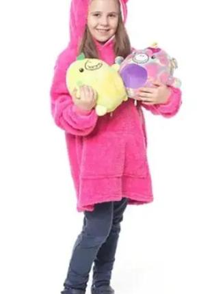 Худи для детей, huggle pets hoodie, детская толстовка, детский плед с капюшоном, цвет розовый6 фото