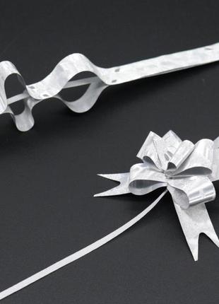Подарунковий бант-затяжка поліпропіленовий для декору колір "срібло".1 фото
