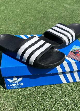 Женские шлёпанцы сланцы adidas adilette aqua black white