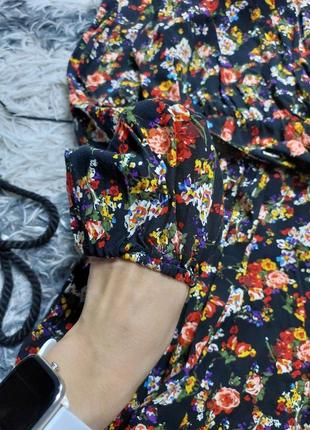 Сукня віскоза котонова сукня плаття платье платя в квітковий принт квіткова сукня з довгим рукавом4 фото