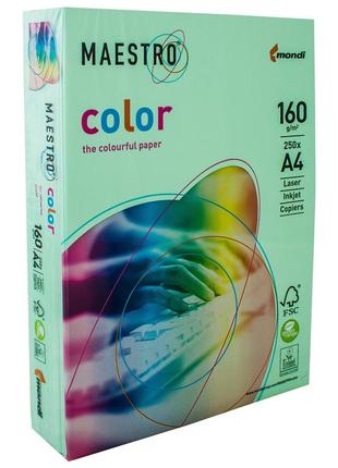 Папір кольоровий зелений пастель, 250 аркушів, а4, 160 г/м2, mg28, maestro color