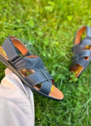 Мужские летние черные кожаные сандалии