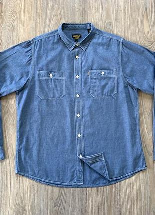 Мужская джинсовая рубашка с длинными рукавами caterpillar slim fit