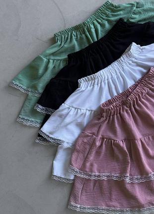 Трендовая юбка мини с воланами, юбка зефирка женская, юбка мини юбка / мод 1544