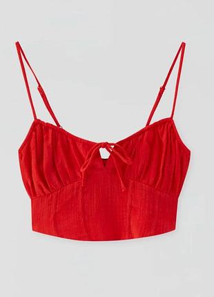 Красный трендовый топ бюстье корсет в виде льняного pull & bear