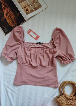 Блуза топ майка футболка кроп топ пудровая розовая новая с биркой