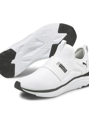 Белые женские кроссовки puma softride sophia slip-on 'white black' 195161-04