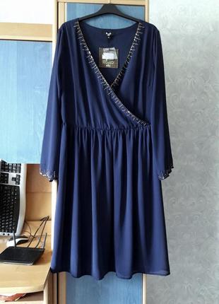 Нарядное шифоновое платье на тонкой стрейчевой подкладке, 54-56, koko