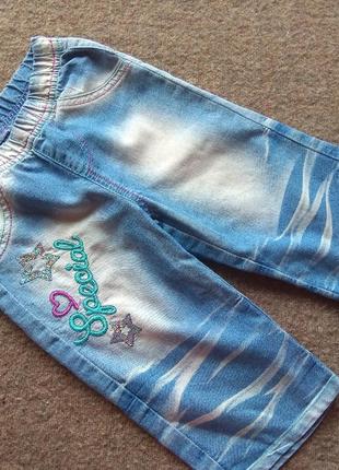 Gloria jeans легкие летние джинсовые длинные шорты капри девочке 3-4-5 л 98-104-110 см