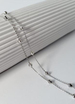 Жіночий срібний ланцюжок срібло 925 проби розмір 55 см перлинне плетіння кольє з кульками 5.02 atom