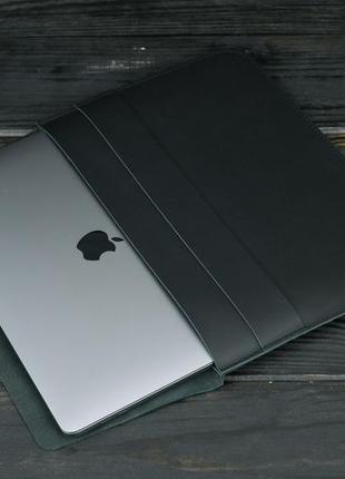 Шкіряний чохол для macbook дизайн №24, натуральна шкіра grand, колір чорний2 фото