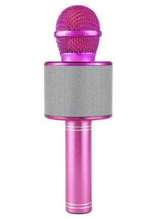 Беспроводной караоке-микрофон детский со встроенной колонкой bluetooth-microphone pink, розовый