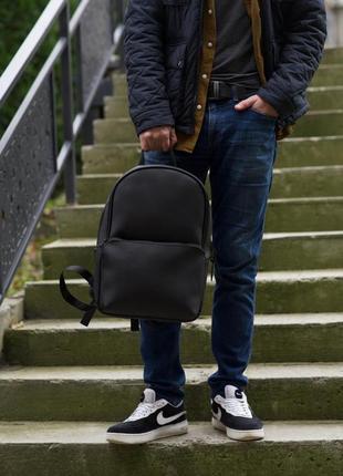 Рюкзак из экокожи черный мужской городской кожаный портфель, с отделением для ноутбука,