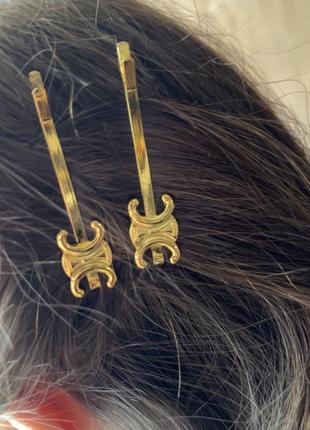 Заколка невидимка позолота с логотипом