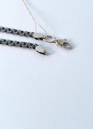 Срібний чорнений ланцюжок ланцюг бісмарк плоский 50 см срібло 925 проби чорнений 8.10г бісм13 фото