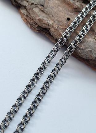 Срібний чорнений ланцюжок ланцюг бісмарк плоский 50 см срібло 925 проби чорнений 8.10г бісм12 фото