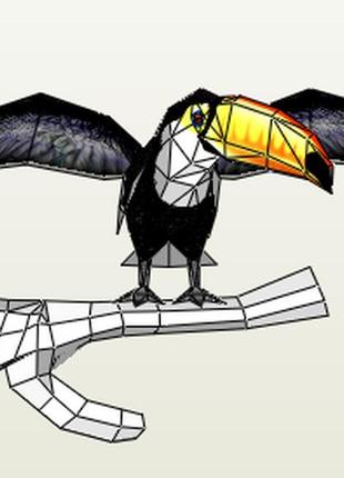 Paperkhan конструктор із картону 3d тукан птиця паперкрафт papercraft набір для творчості іграшка