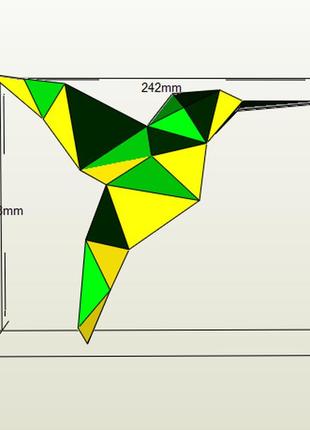 Paperkhan конструктор из картона 3d колибри птица птичка паперкрафт papercraft набор для творчества игрушка