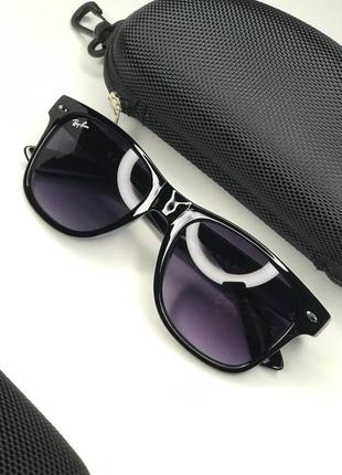 Сонцезахисні окуляри ray ban wayfarer чорні глянсові з фіолетовими лінзами 2140 рей бен вайфарер