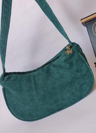Вельветова зелена сумочка