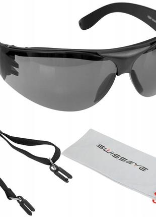 Тактичні окуляри захисні з ременем + чохол swiss eye "protector" (14021) black