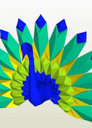 Paperkhan конструктор из картона птица павлин пазл оригами papercraft 3d фигура развивающий набор антистресс