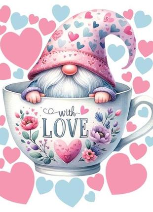 Интерьерная наклейка 60*50 см гном love розовый