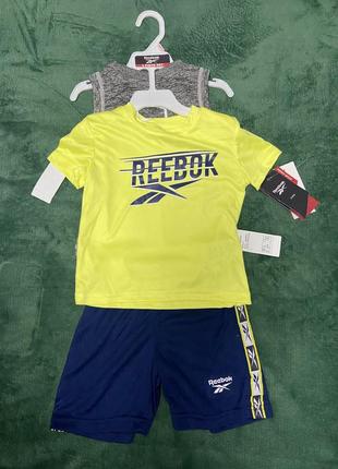 Костюм літній reebok хлопчику трійка для спорту 1,6-4 років 12-18-24 місяці