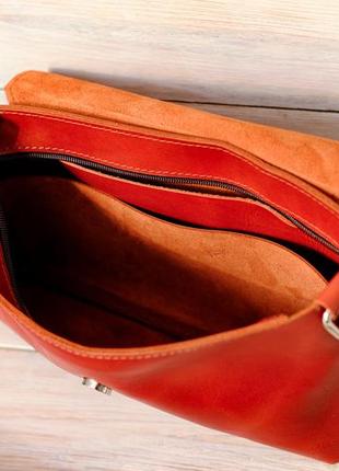 Женская кожаная сумка виталия , натуральная кожа, цвет коньяк6 фото