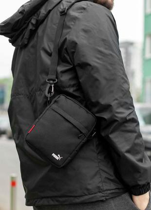 Спортивні сумки барсетка через плече puma чорна з тканини молодіжна месенджер
