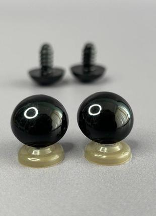 10 шт - очі гвинтові для іграшок 16 мм з фіксатором - чорний